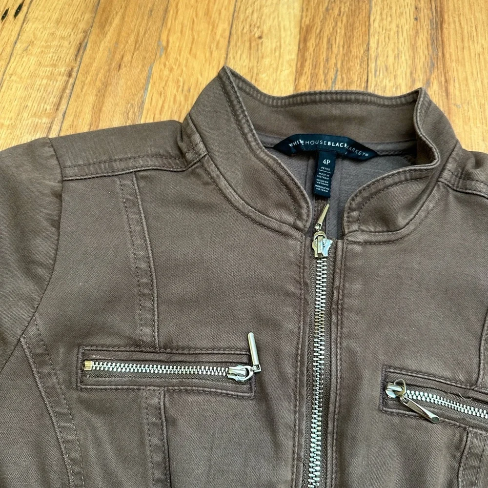White House Black Market Brown Utility Peplum Jacket - Picture 4 of 5